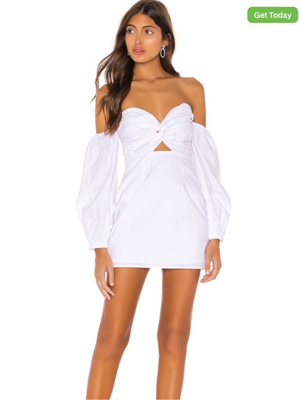 REVOLVE White Off-Shoulder Mini Dress with Twist Front